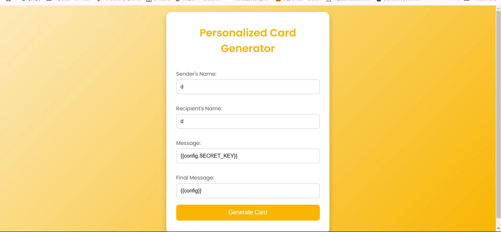 Featured image of post Jinja2 SSTI in a card generator - Pragyan CTF 2025